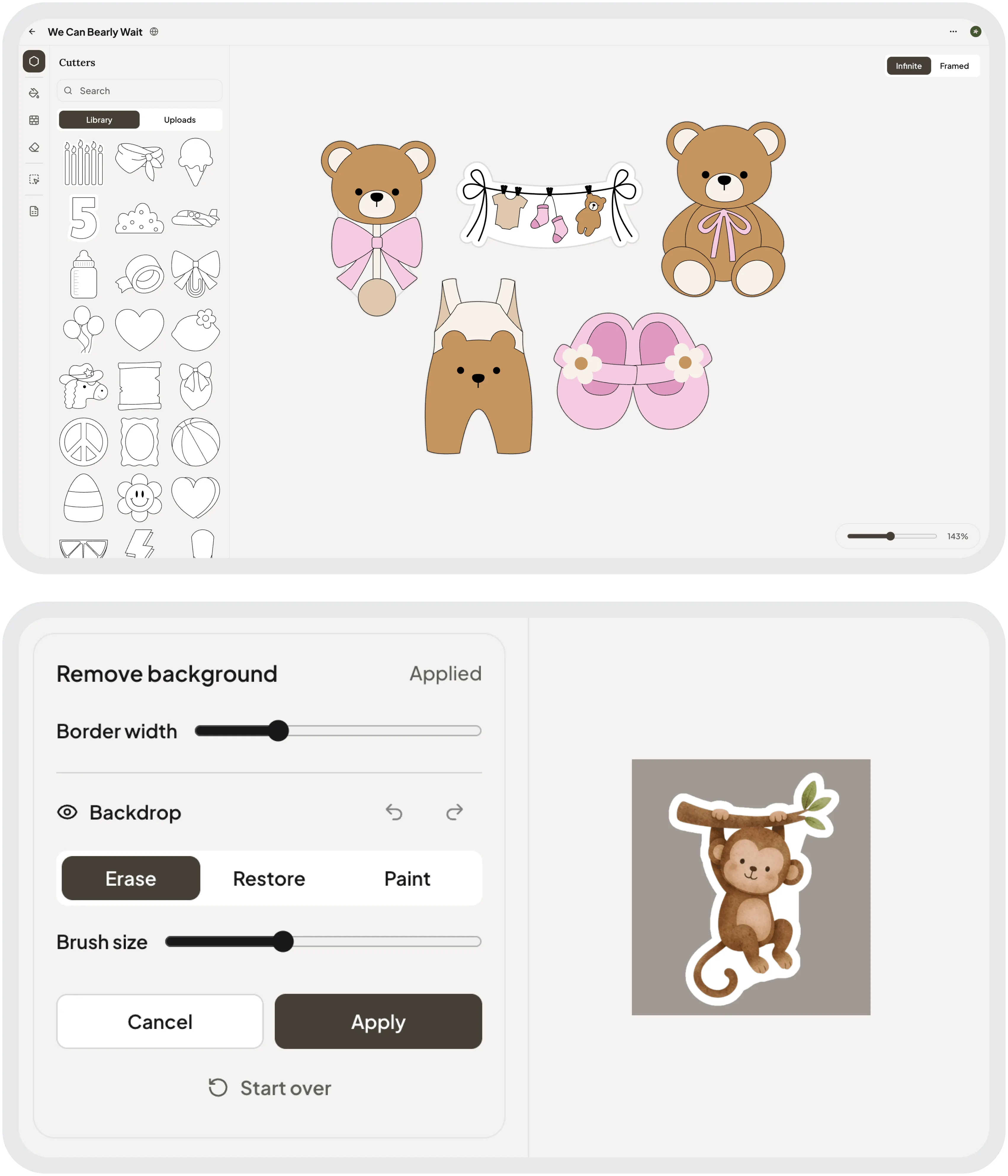 FlowlyBoard board and cutter library preview