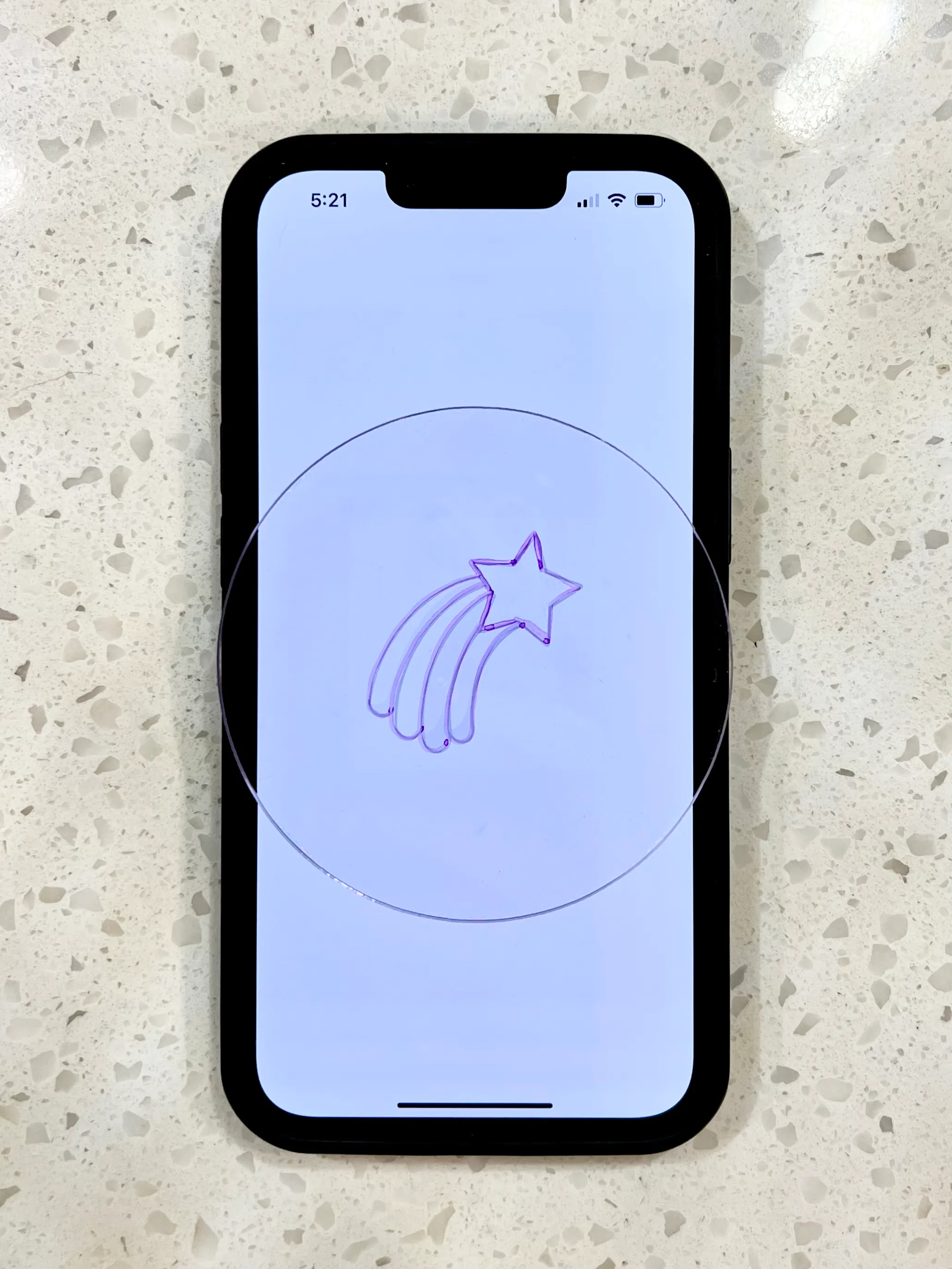 Design traced once on the acrylic circle with a Sharpie