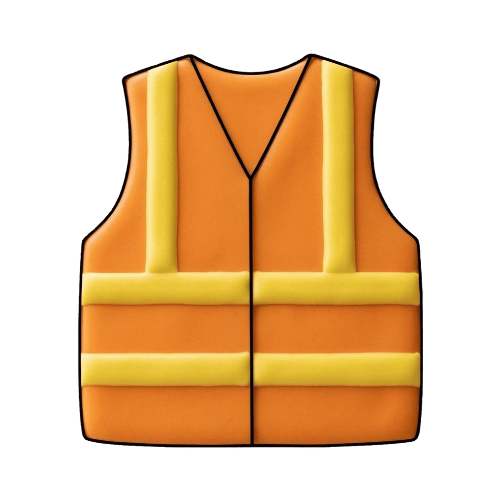Yellow-orange safety vest cookie with reflective stripe details