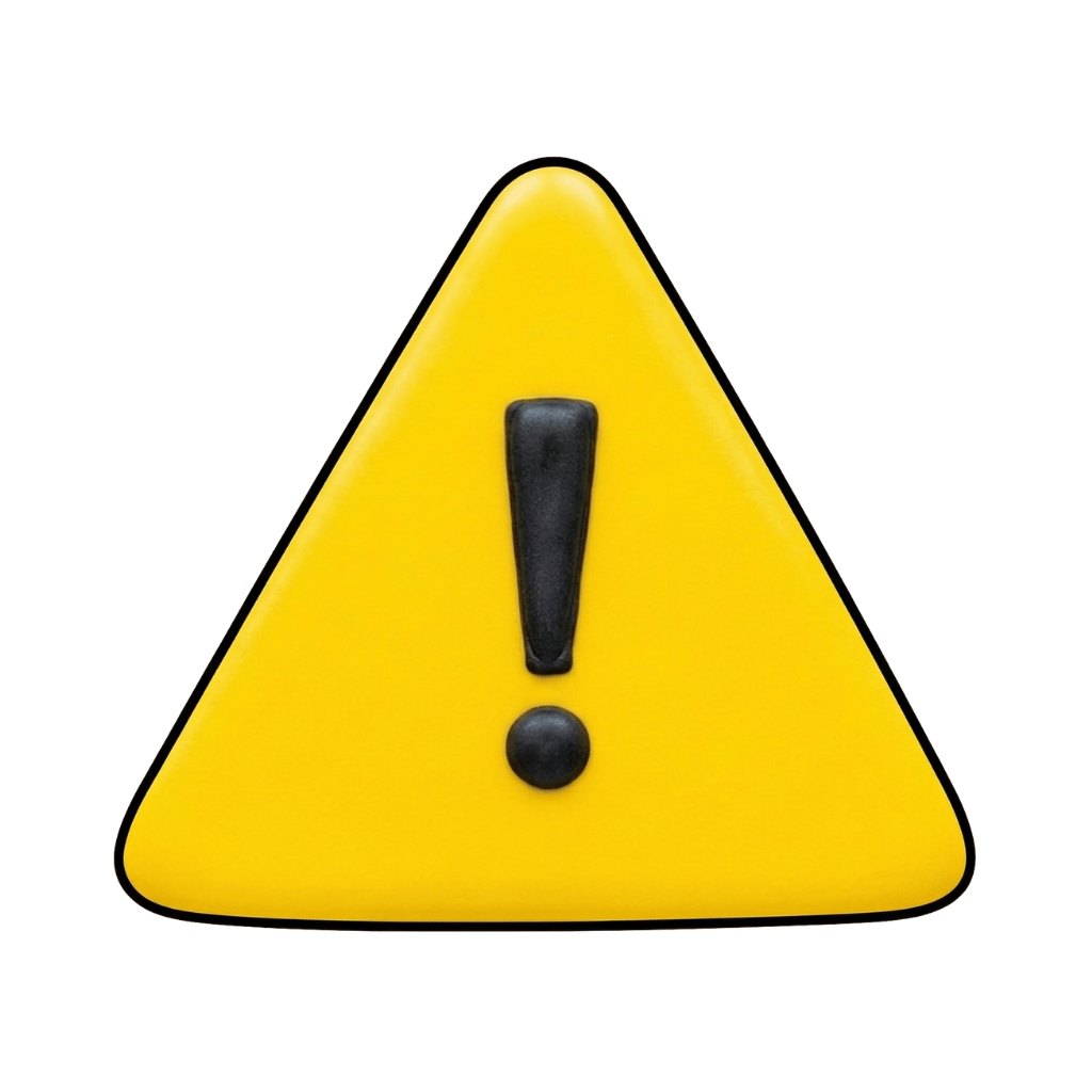 Yellow warning sign cookie with a black exclamation mark