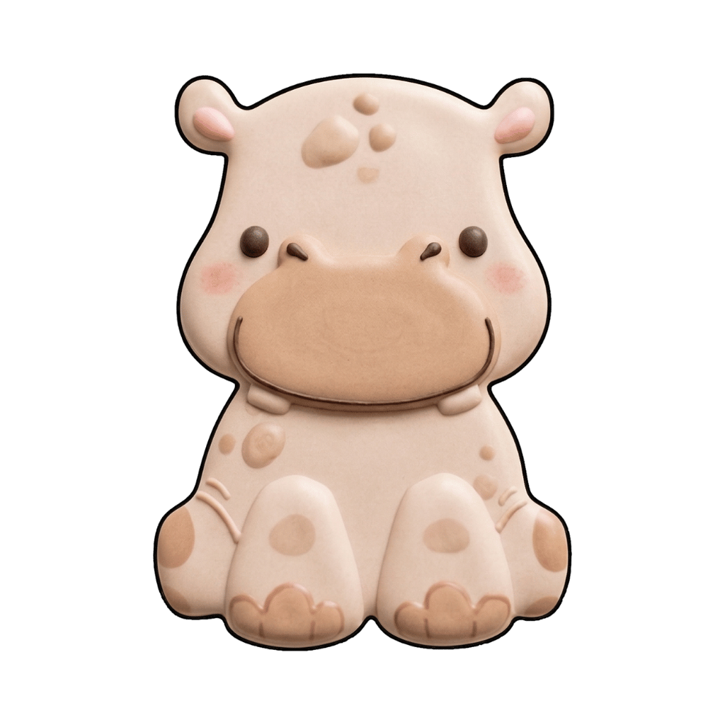 Sitting baby giraffe cookie with blush cheeks and tan spot details
