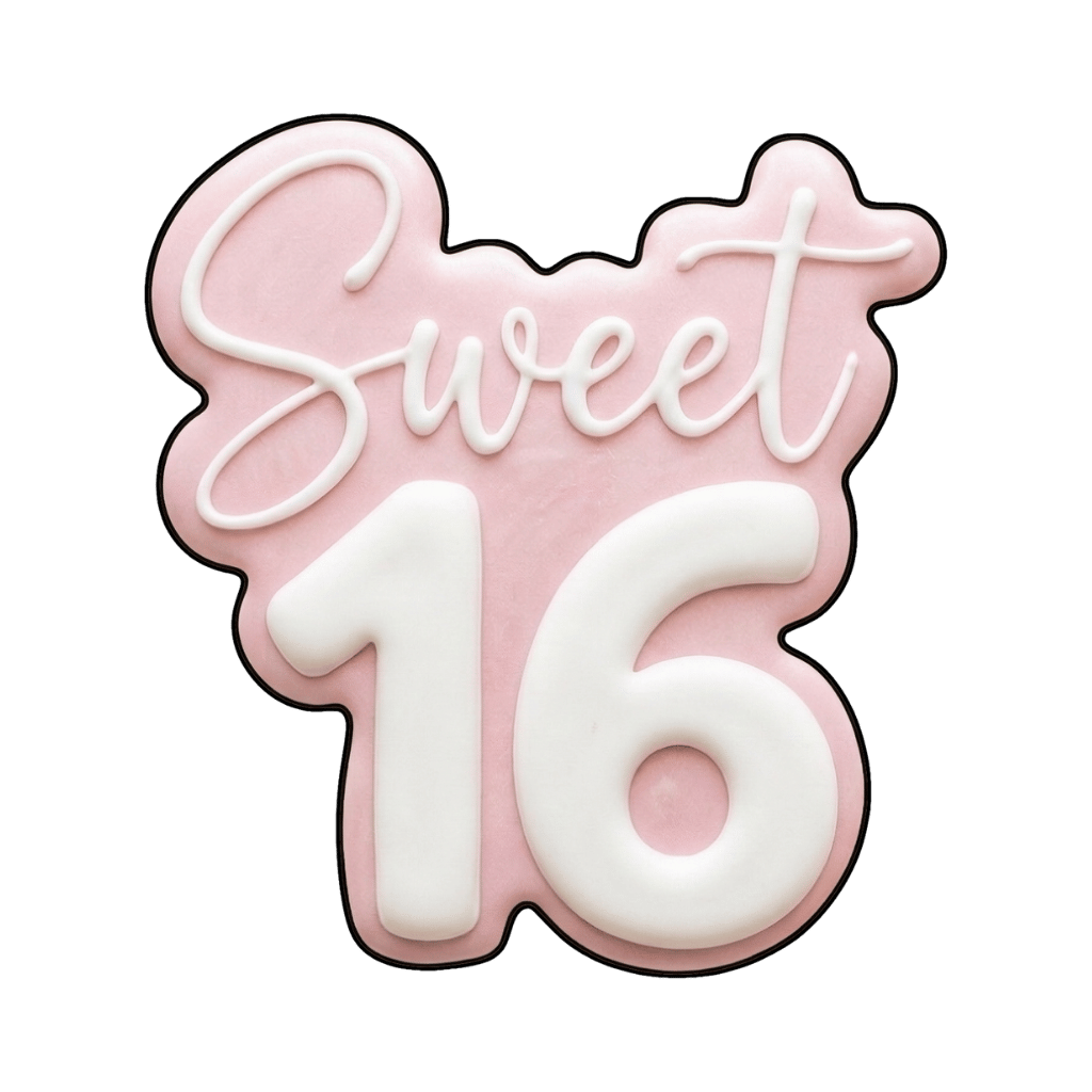 Sweet 16 princess birthday cookie inspiration idea 7